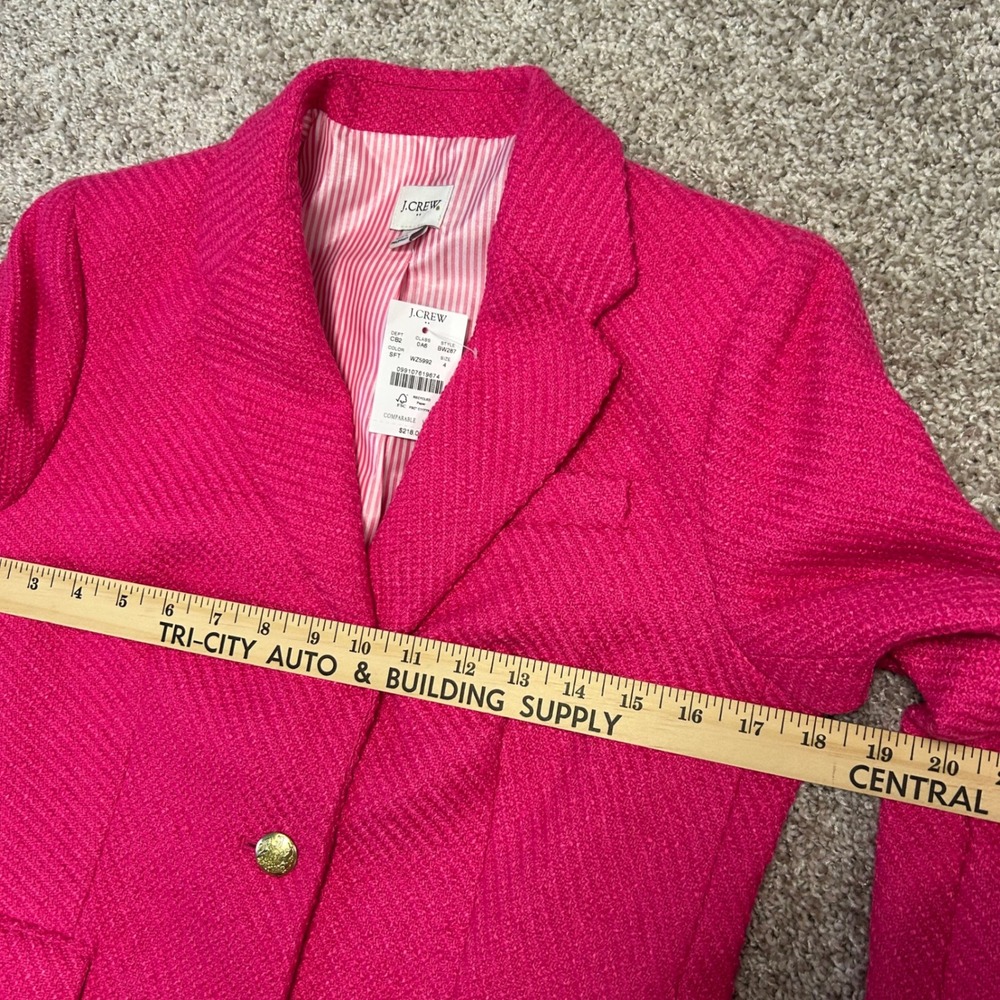 NWT J.Crew Tweed Schoolboy Blazer Sweet Fuchsia Women Size 4 Pink‎ BW287 Classic - Picture 3 of 11